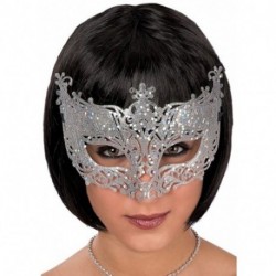 MASCHERA IN PLASTICA CON GLITTER ARGENTO