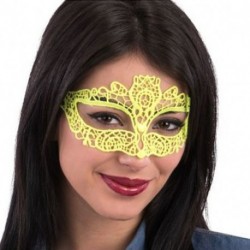 MASCHERA GIALLO FLUO IN TESSUTO MACRAME'