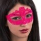 MASCHERA ROSA FLUO IN TESSUTO MACRAME  -