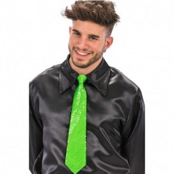 CRAVATTA RASO/PAILLETTES VERDE FLUO -