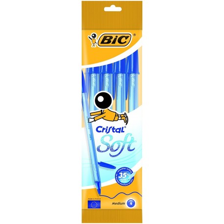 PENNE CRISTAL SOFT BLU BIC BLISTER 4PZ