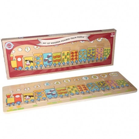 PUZZLE TRENO LEGNO C/NUMERI E ANIMALI 45