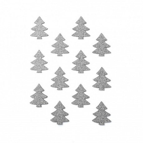 GLITTER WOOD TREES (12 PCS) HMM21 ARGENT