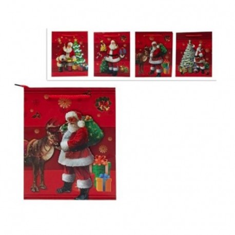 SHOPPER BABBO NATALE 3D 25X20X8CM  -