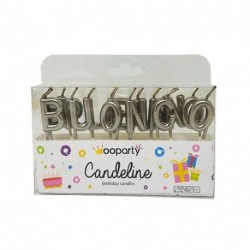 CANDELINE B. COMPLEANNO ARGENTO 14PZ 8CM