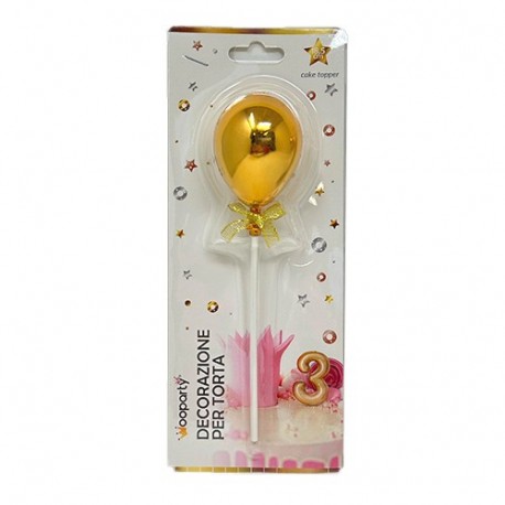 DEC. PER TORTA PALLONCINO ORO 18.5CM