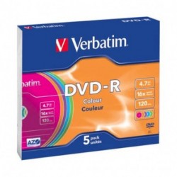 DVD-R CF.5 PZ. VERBATIM SLIM COLOR