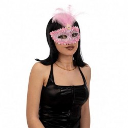 MASCHERA IN PLASTICA DAMASCATA ROSA CON