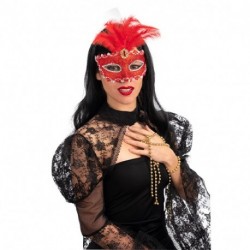 MASCHERA IN PLASTICA DAMASCATA ROSSA CON
