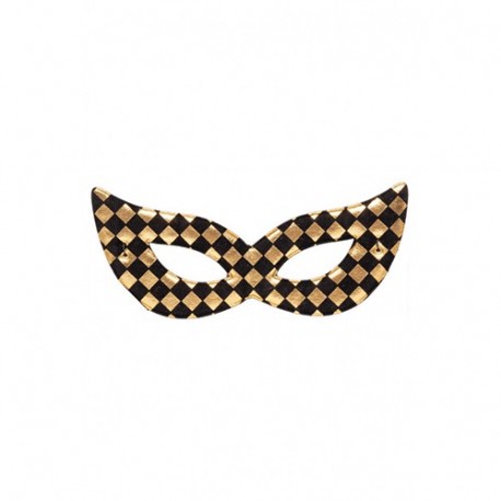 MASCHERA ORO IN TESSUTO A SCACCHI  -