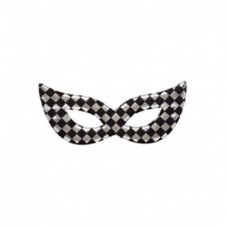 MASCHERA ARGENTO IN TESSUTO A SCACCHI  -