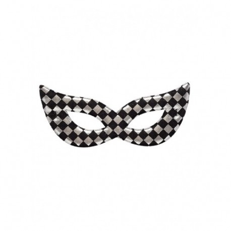 MASCHERA ARGENTO IN TESSUTO A SCACCHI  -