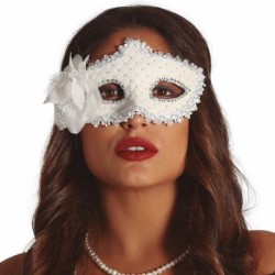 MASCHERA BIANCA CON FIORI  - 12945