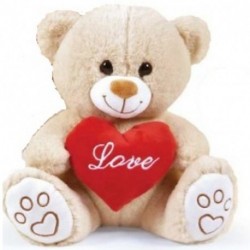 PELUCHE ORSO BEIGE C/CUORE LOVE 40CM