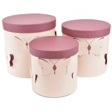 SET 3PZ SCATOLA ROTONDA ROSA ANTICO  -