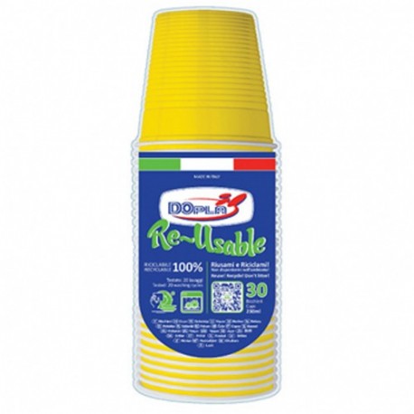 BICCHIERI DOPLA GIALLO REUSE 230ML 30PZ