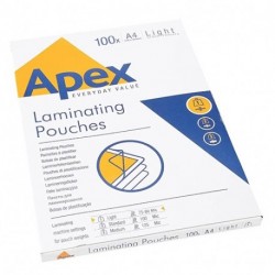 POUCHES APEX FELLOWES 80MY A4 100PZ