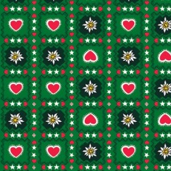 CARTA REGALO TIROLESE VERDE CUORI ROSSI