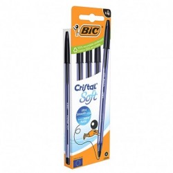 PENNE CRISTAL SOFT NERO BIC POUCH 4PZ