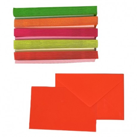 BIGLIETTI+BUSTE 100/100 9X14 F9 ASS.FLUO