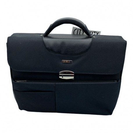 BORSA TESSUTO DOPPIO SCOMPARTO NERO -