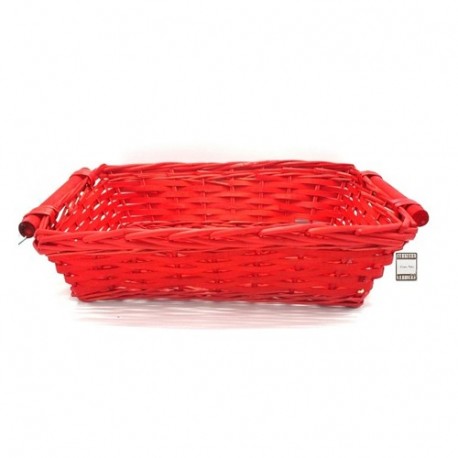 CESTO RETT. LEGNO ROSSO 43X34/H.12CM. C/