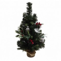 ALBERO NATALE H.50CM. B.JUTA C/BACCHE RO