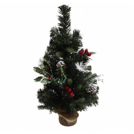 ALBERO NATALE H.50CM. B.JUTA C/BACCHE RO