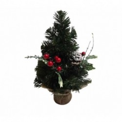 ALBERO NATALE H.30CM. B.JUTA C/BACCHE RO
