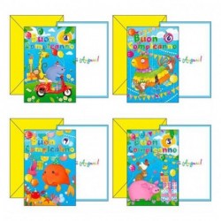 BIGLIETTO COMPLEANNO CON RUOTA ANIMAL  -