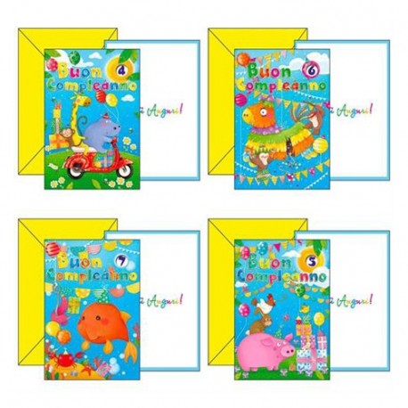 BIGLIETTO COMPLEANNO CON RUOTA ANIMAL  -