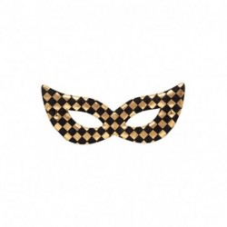 MASCHERA ORO IN TESSUTO A SCACCHI  -