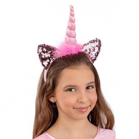 CERCHIETTO UNICORNO ROSA/ARGENTO CON PAI