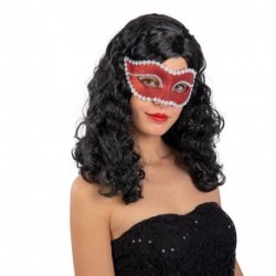 MASCHERA IN PLASTICA CON GLITTER ROSSI E