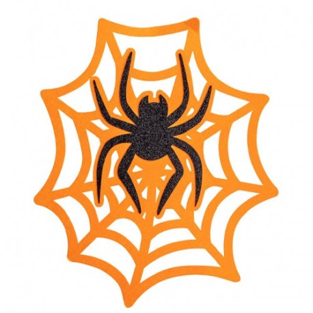 RAGNATELA ARANCIONE IN FELTRO C/RAGNO H.