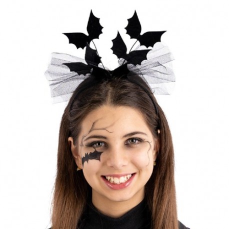 CERCHIETTO NERO CON PIPISTRELLI E TULLE