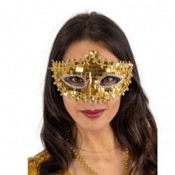 MASCHERA IN PLASTICA ORO CON PAILLETTES