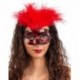 MASCHERA IN PLASTICA CON PIUME ROSSE E G