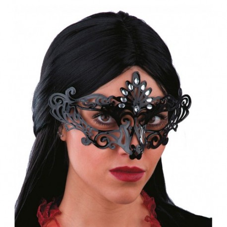 MASCHERA NERA IN PLASTICA INTAGLIATA CON
