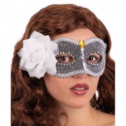 MASCHERA ARGENTO IN PLASTICA CON FIORE B