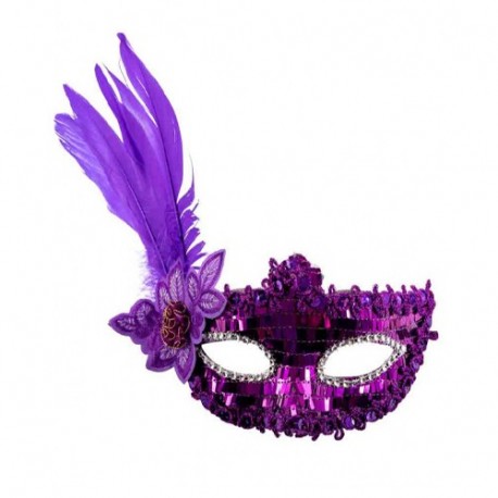 MASCHERA VIOLA IN PLASTICA CON PAILLETTE