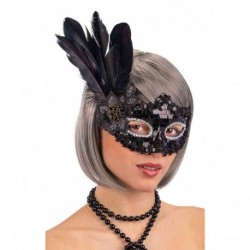 MASCHERA NERA IN PLASTICA CON PAILLETTES