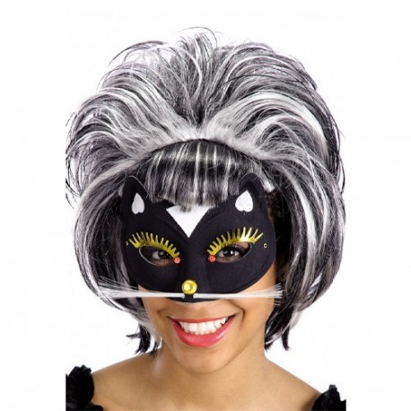 MASCHERA GATTINA NERA IN TESSUTO  -