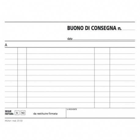 BUONO DI CONSEGNA 50X2 COP. 120X170 -