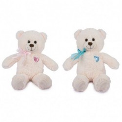 ORSO PANNA L60CM 2ASS RICAMI E FIOCCO  -