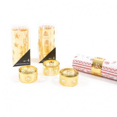 SET 4 PORTATOVAGLIOLI METALLO ORO 2.5X4.