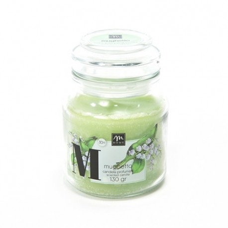 CANDELA IN BARATTOLO VETRO 7X10 MUGHETTO