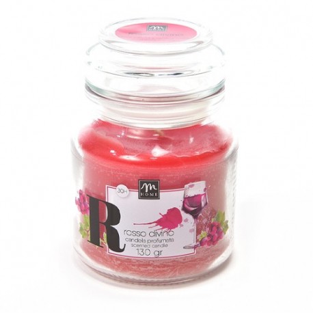 CANDELA IN BARATTOLO VETRO 7X10 ROSSO DI