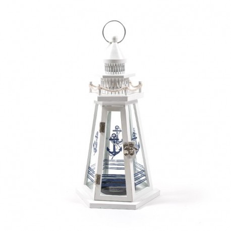LANTERNA FARO IN LEGNO  16X14XH.30CM  -