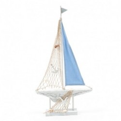 VELIERO IN LEGNO CON CONCHIGLIE 30X6XH.5